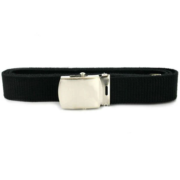 Navy Belt and Buckle: Black Nylon Nickel Silver Buckle and Tip - male