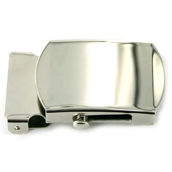 Navy Belt Buckle: Silver Mirror - male