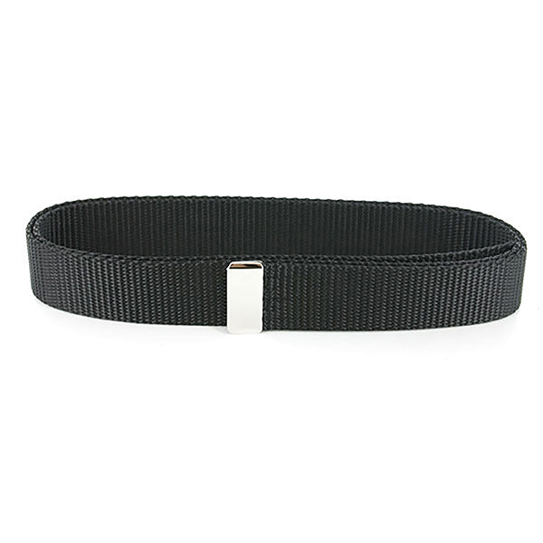 Navy Belt: Black Nylon with Silver Mirror Tip 1" width - female