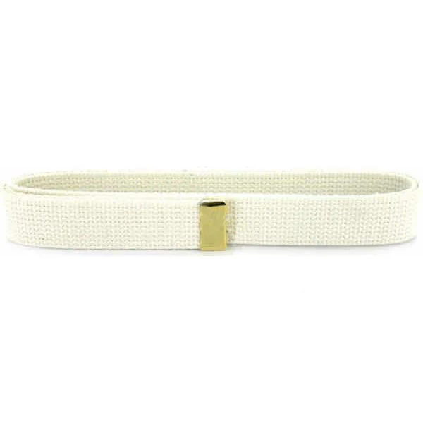 Navy Belt: White Cotton with 24K Gold Tip - female