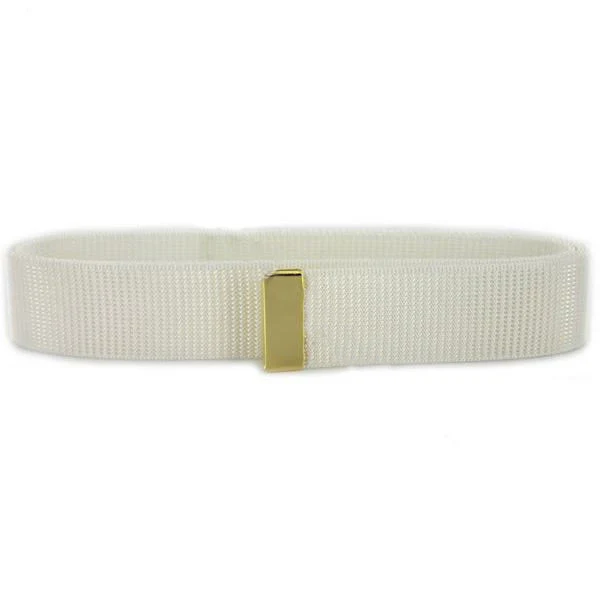 Navy Belt: White Nylon with 24K Gold Tip - female