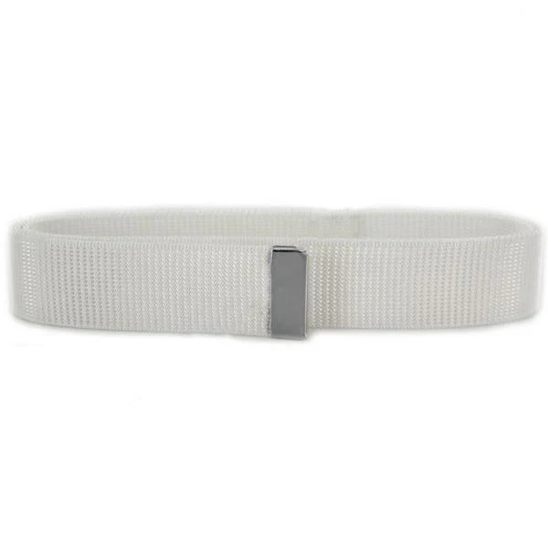 Navy Belt: White Nylon with Silver Mirror Tip - female