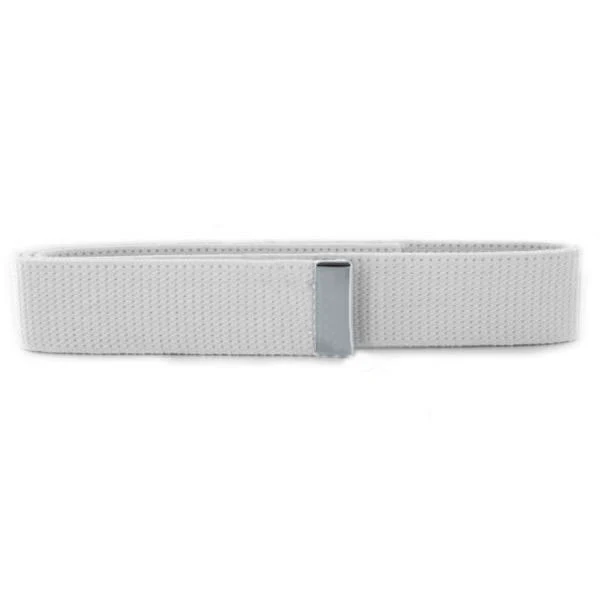 Navy Belt: White Nylon with Silver Mirror Tip - male