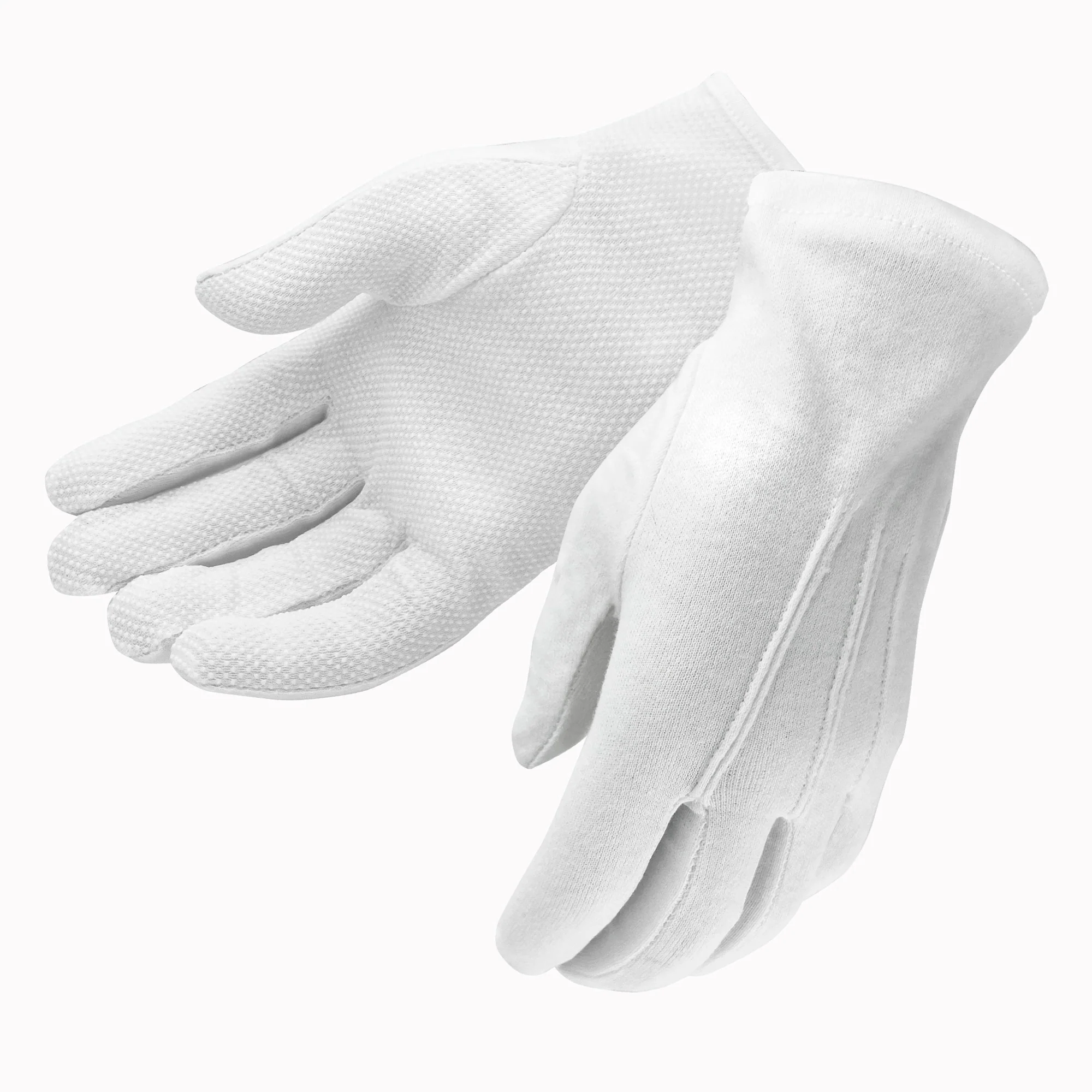 Gloves: Pull-On Gripper Gloves - white cotton
